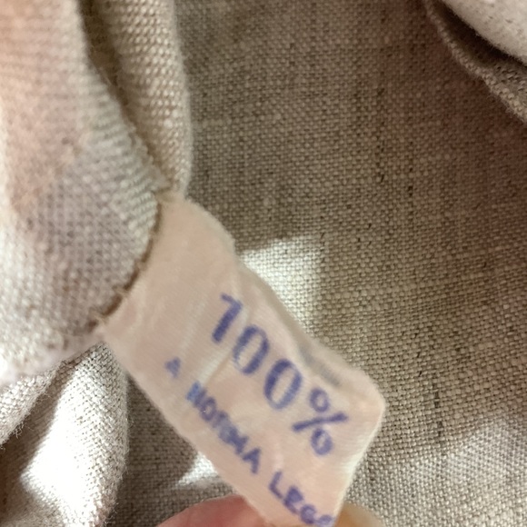 LINEN Button front top blouse chest pockets w buttons neutral color women’s sz L - Picture 5 of 11